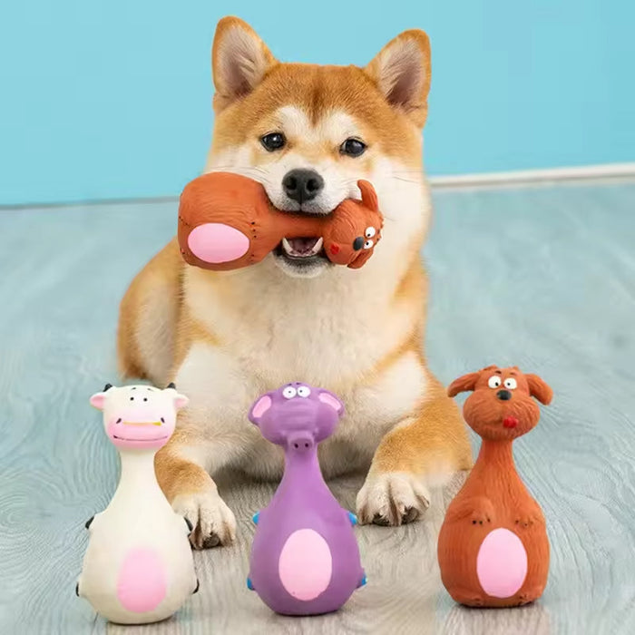 Cute Latex Squeaky Dog Chew Toys – 4 Pack